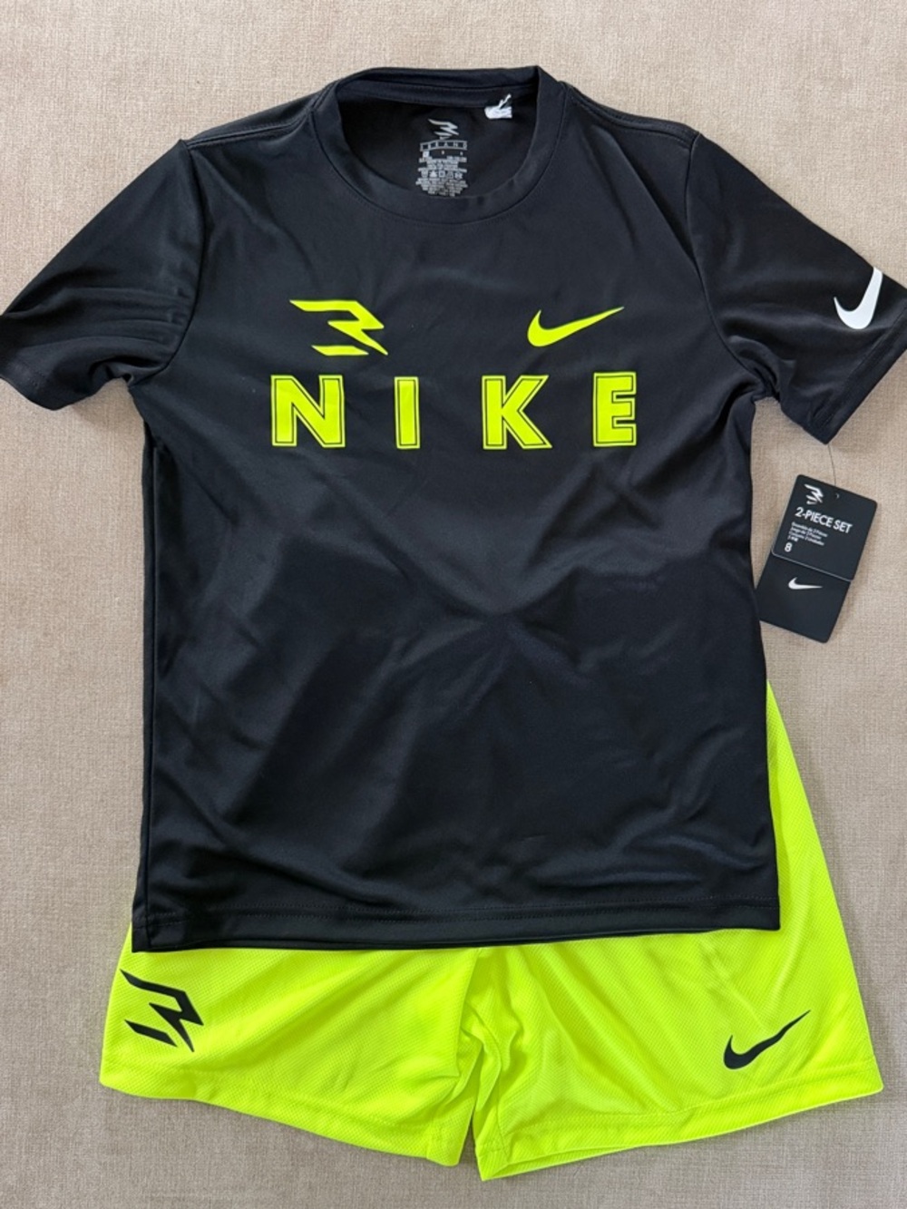 Nike Black Tee & Neon Yellow Shorts Set / Russell Wilson